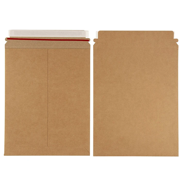 Self Adhesive 7x9 Inch Custom Printing Rigid Document Kraft Mailer Mailing Envelope For Photos