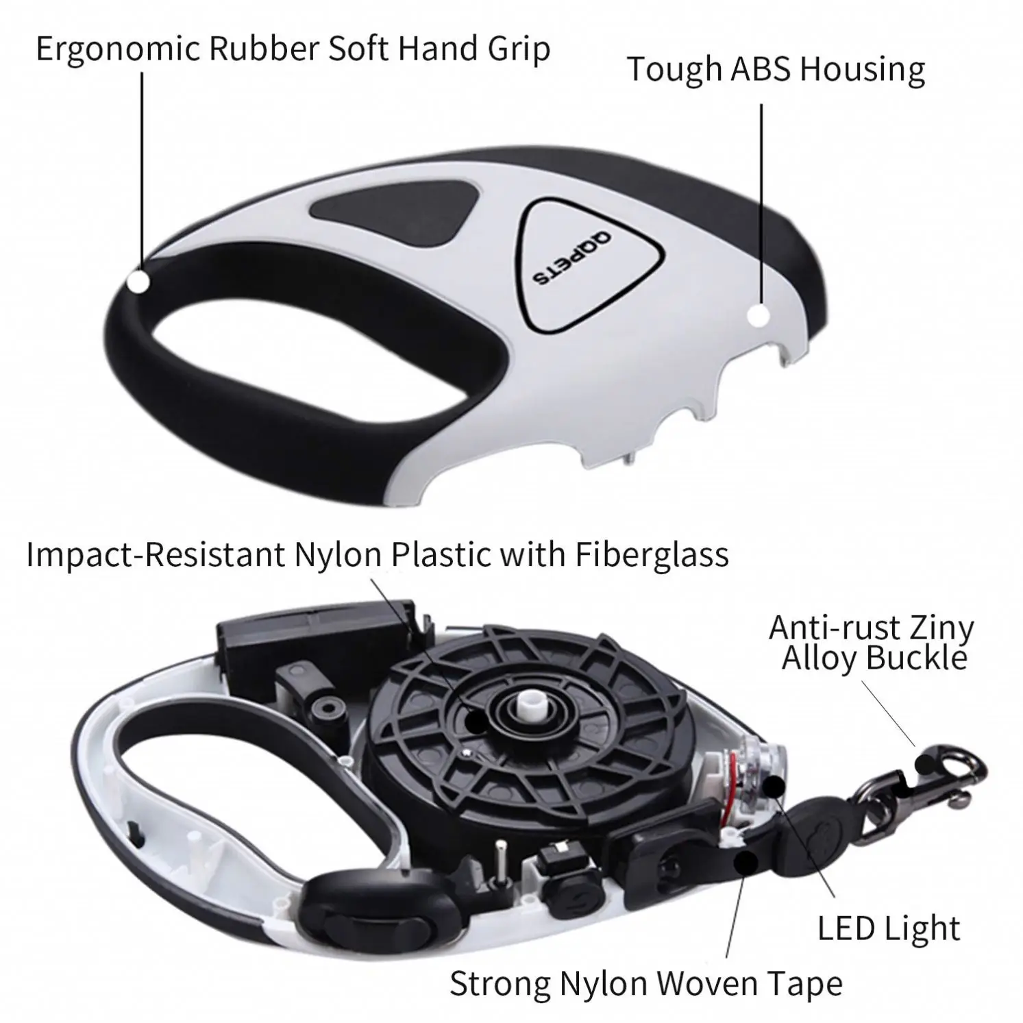 Freesea pets Retractable Dog Leash with Bright LED Flashlight Factory Custom Logo Walking Leashes Pet Dog Outdoor Leash Lead