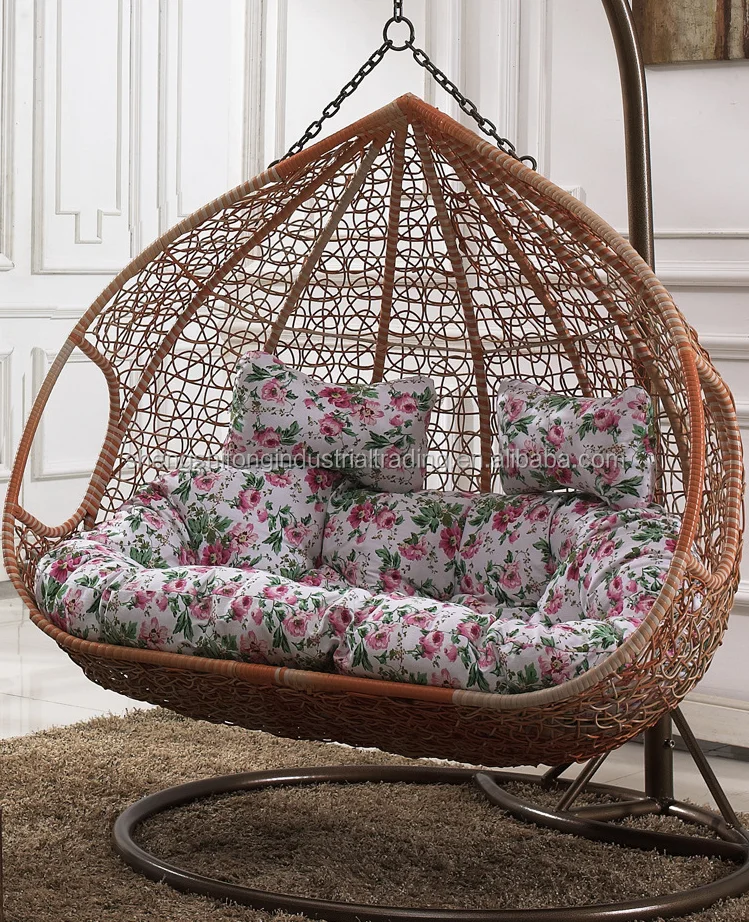 
Home hand-woven double seat Basket Hanging Chair Rattan Swing Chair Indoor Wicker Rocking Chairs 