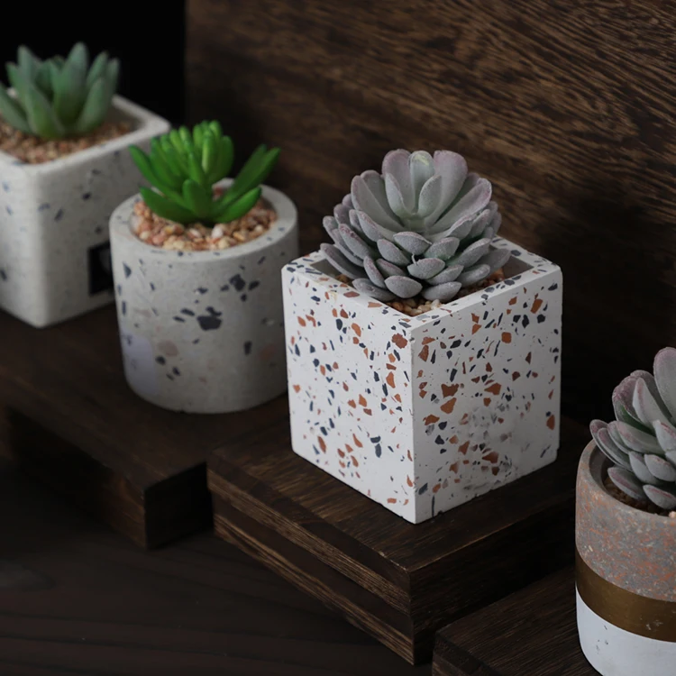 High quality popular item wholesale wedding decoration terrazzo flowerpot / home garden ceramic pot for live green indoor plant