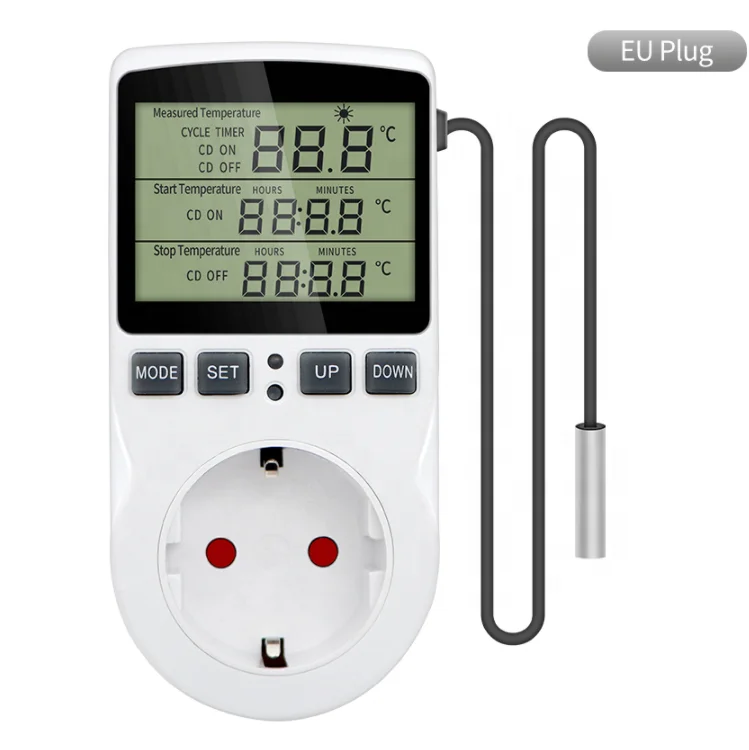 Thermostat Digital Temperature Controller Socket Outlet With Timer Switch Sensor Probe