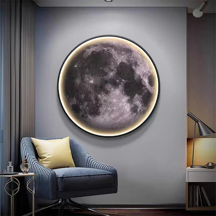 Moon Earth Wall Lamp Round Planet Master Bedroom Background Wall Bedroom Bedside Decorative Lamp