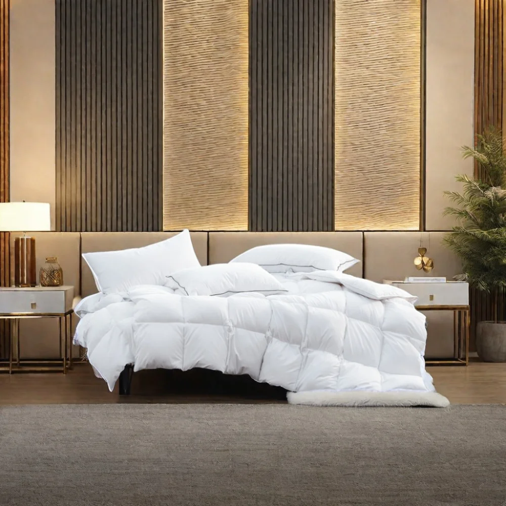 Luxury Hotel Goose Feathers Down Comforter Super Soft 100% Cotton Cover Heavy weight extra warm goose down quilt