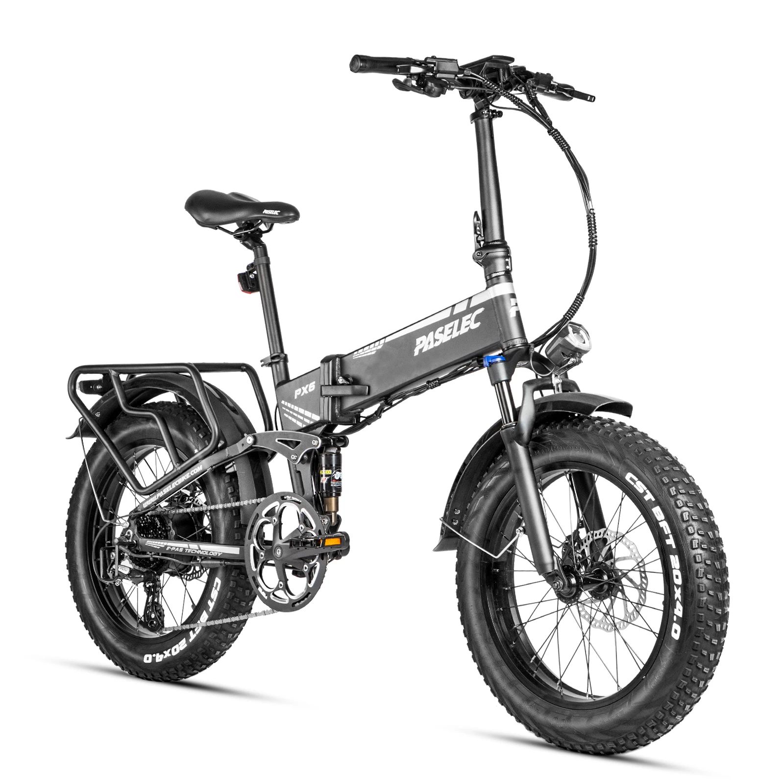 Paselec Electric Bikes for Adults PX6 750W  motorize 12Ah electric bicycle 20' fat tire snow ebike with colorful display
