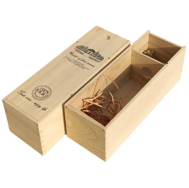 Factory Direct Wine Wooden Box Rustic Pine Wood Wine Gift Box Single 6  12 bottles Carrying Case Hinged with Clasp