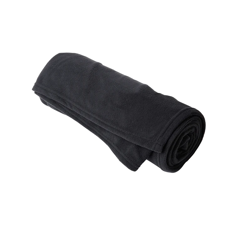 soft eco friendly material black color high quality portable washable polar fleece blanket