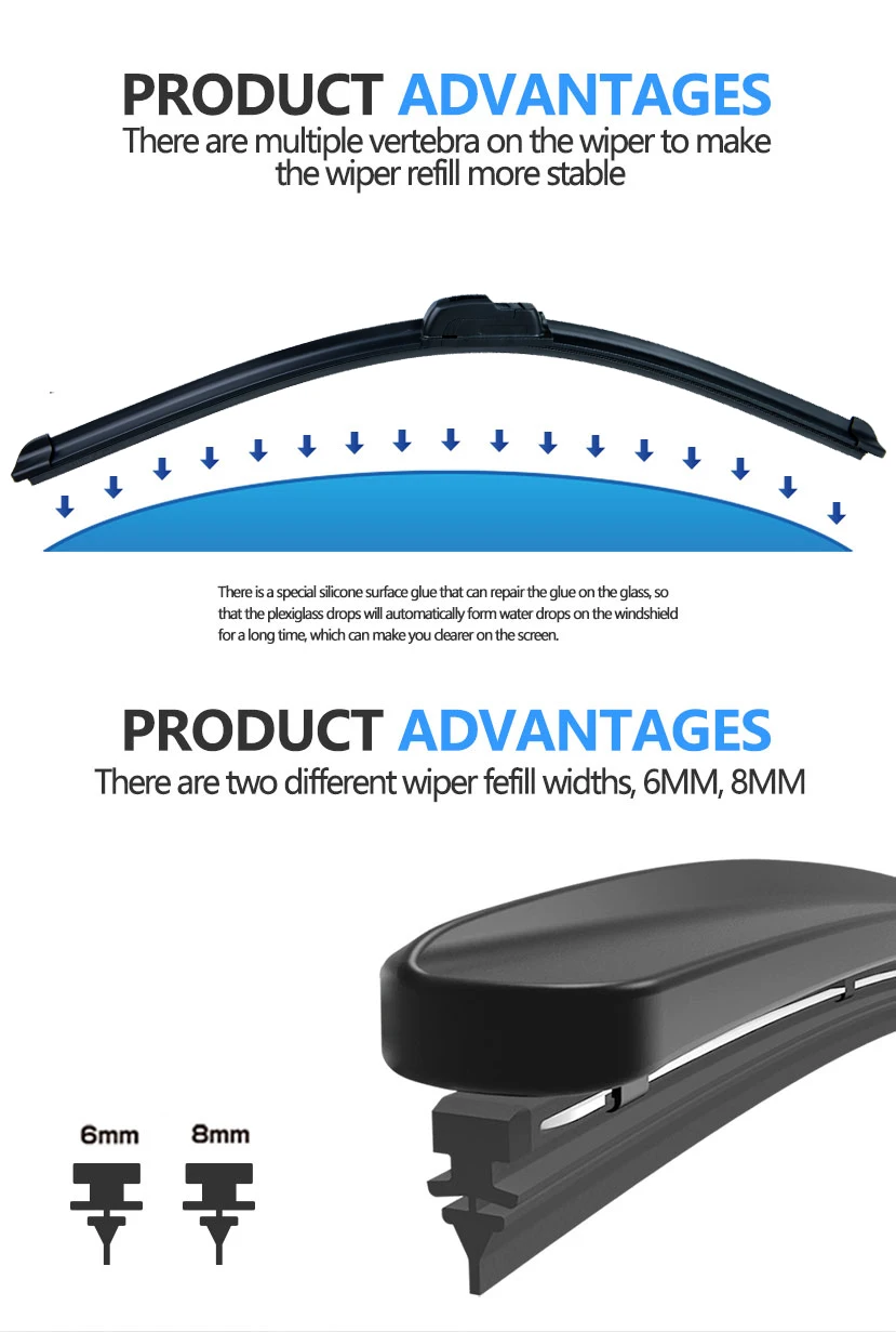 Replaceable Conventional Multifunction Car Wiper Blade Glass Refills Inserts Rubber Strip For Exterior Accessories