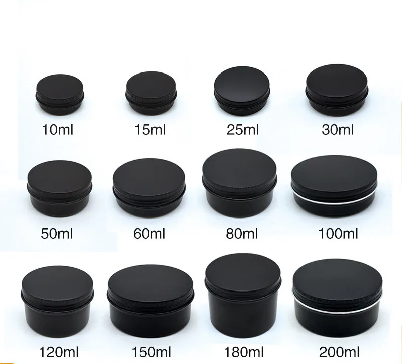 Black Matte Aluminum Jar 15ML 20ML 25ML Round Empty Matte Black Aluminum Tin Cans