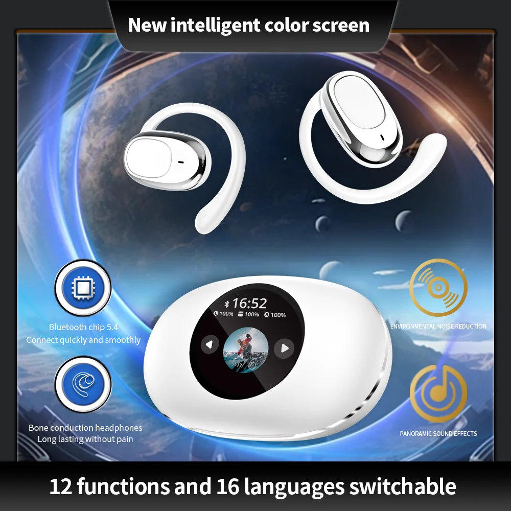 Open Ear OWS Conduction Noise Canceling Sport Running Touch Control 12 applications Headphone Ear Hook True Wireless Earphone