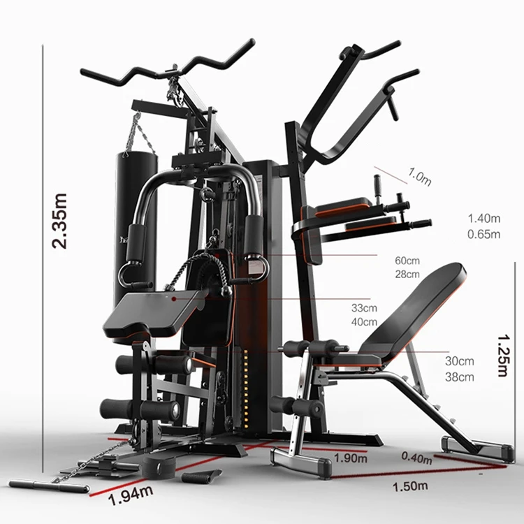 Fitness Multifunctional Home Gym System Workout Station with Leg Extension and Preacher Curl with Weight Stack, Multiple Options