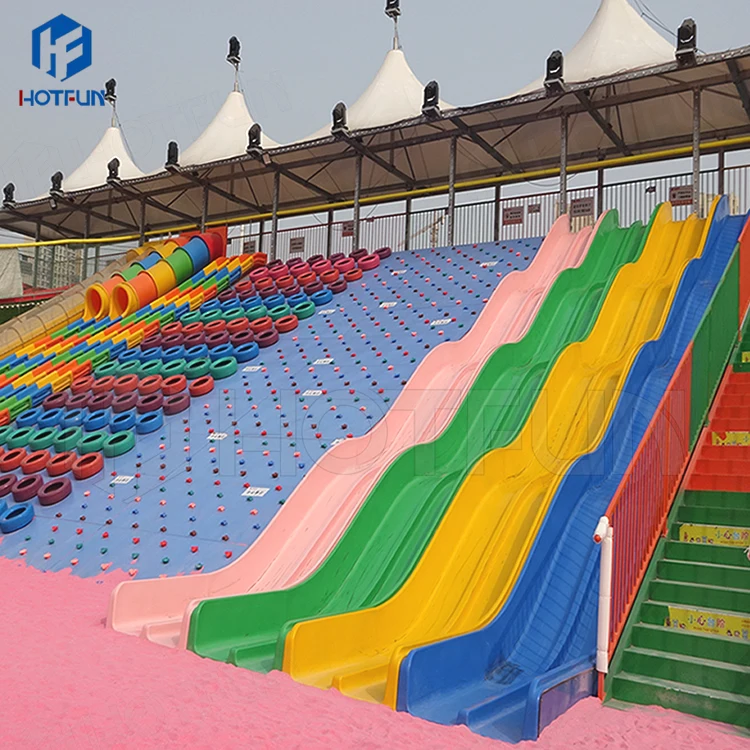Sliding ride Attraction unpower rides plastic playground rainbow slide for sale
