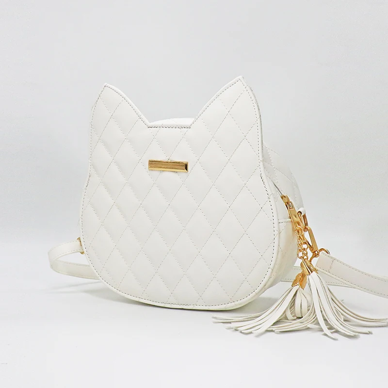 Factory Price Lovely Cat Handbag Diamond Lattice Pattern PU Leather Bag Ladies Single Shoulder Bag Women