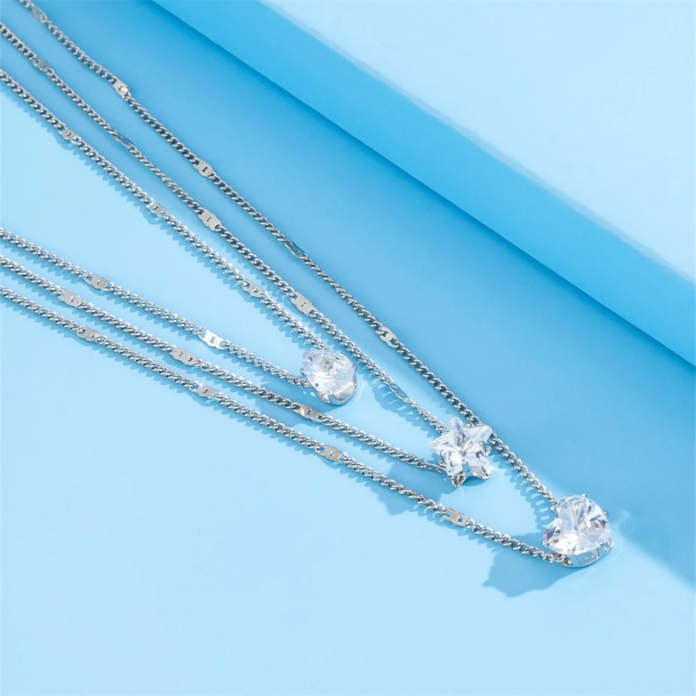 Hot Sale Fashionable Multi-layered Clavicle Chains for Women Love Heart Star Droplet Pendants Necklaces Jewelry Gifts