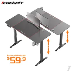 Icockpit Furniture Moveable Office  Wooden Very Cool Ergonomic RGB Gaming Table RGB Gaming Desk Bureau Gamer