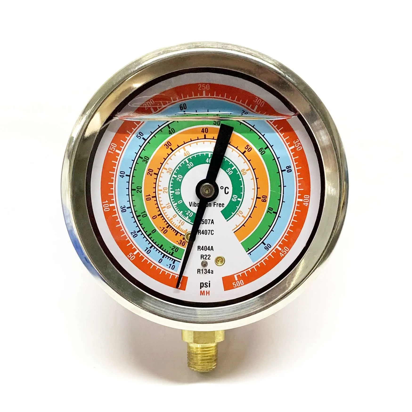 3.5' 80mm 500PSI Lower Mount Manometer Back Adjustment Zero Refrigeration Manifold Oil Pressure Gauge R22R134aR507A R404A R407A