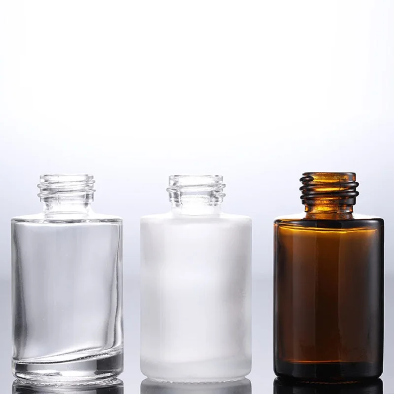 Amber clear frosted 1 oz 1oz 30 ml 30ml flat shoulder cylinder glass dropper bottle for serum essential oil