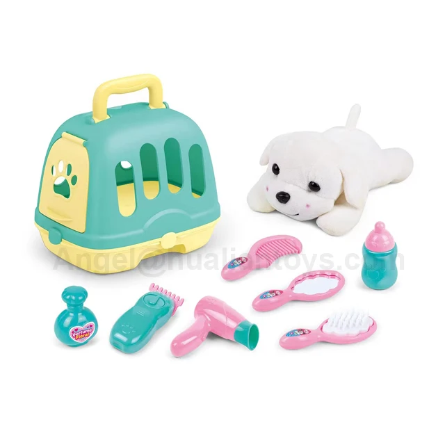 Hot seller 2023 productos interactive game simulation toiletries take care puppy stuffed plush dog portable kids pretend