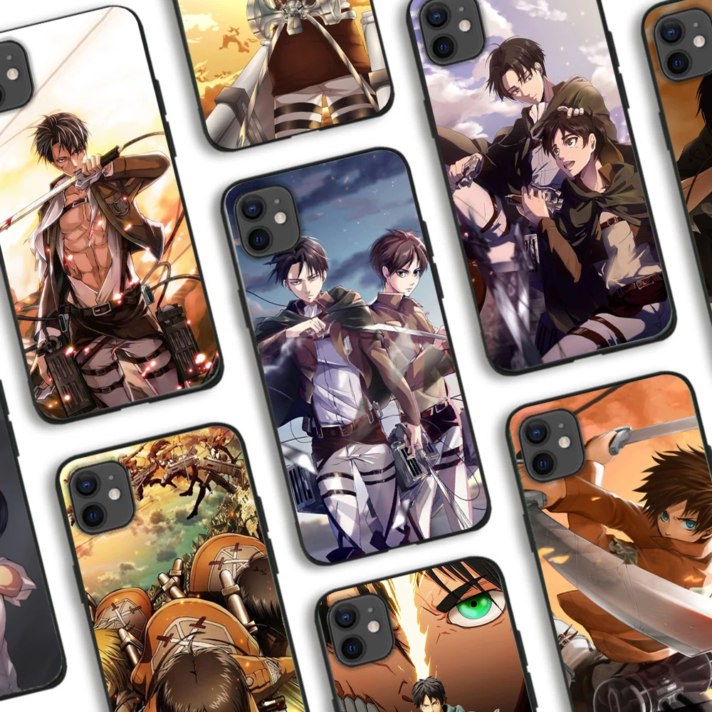 High Quality Cartoon attack on titan Custom Fashion Black Soft TPU Phone Case For iPhone 7 Plus For Samsung S20 Plus 5G