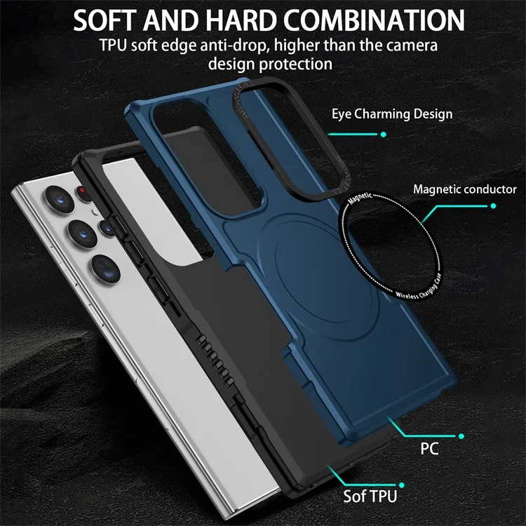 In Stock Wholesale Multi Color Optional Magnetic Suction Support Wireless Charging Phone Case for Samsung s23 Plus