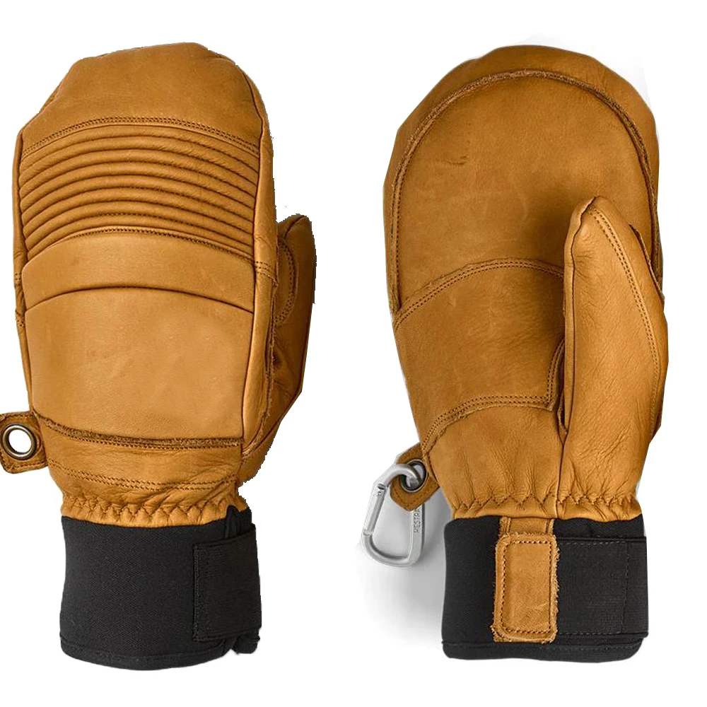 Лыжные варежки из воловьей кожи, теплые лыжные варежки из прочной кожи