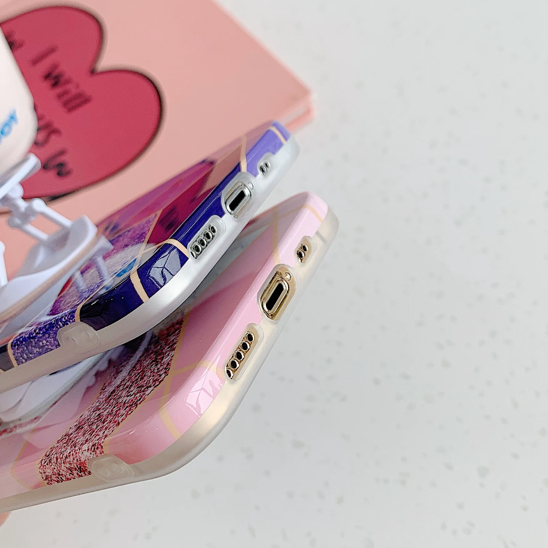 Marble Case patterns Bracket Electroplating Soft IMD Mobile Phone Cases for iPhone 13 12 mini 11 pro max XS XR 7 8 Plus