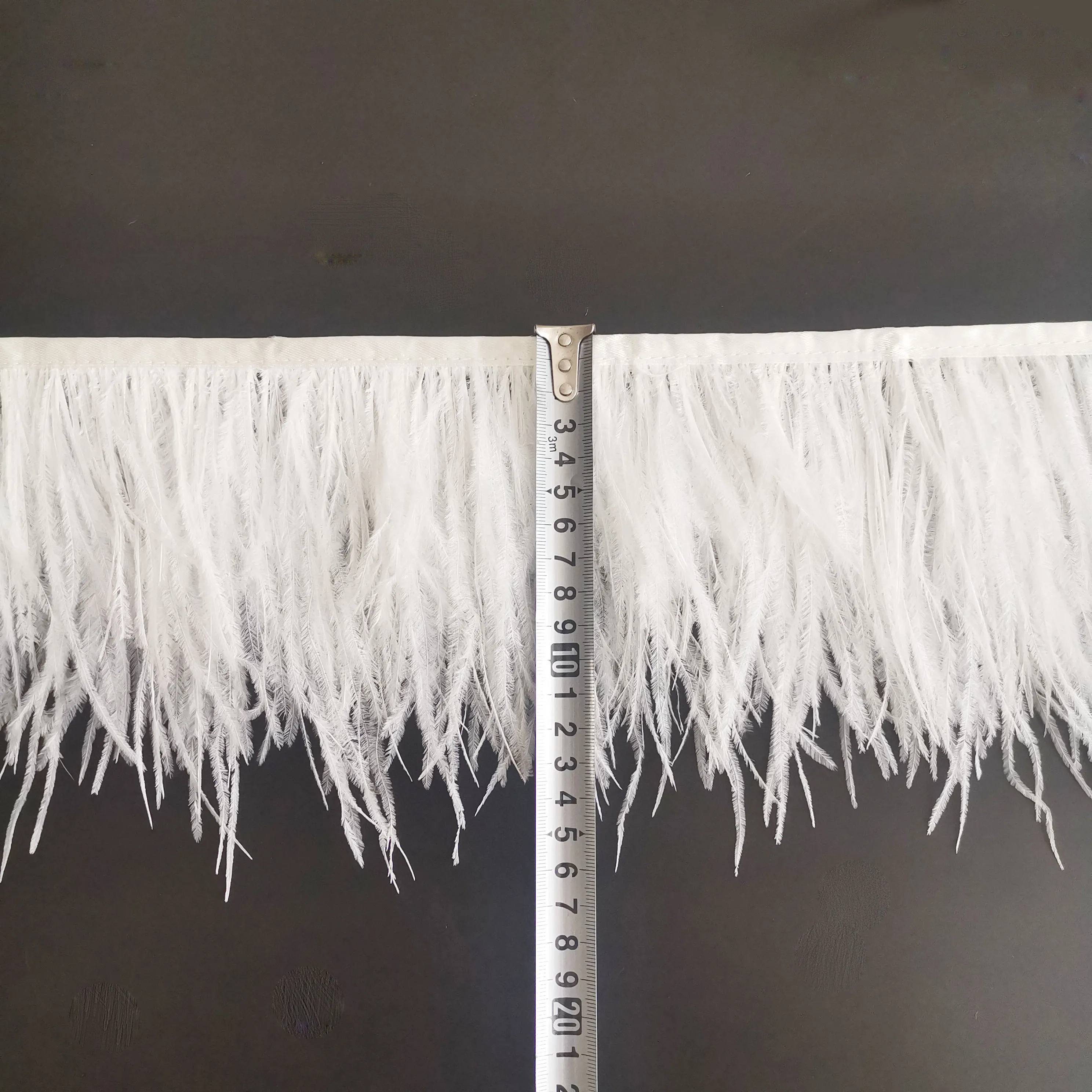 Customized Black 10-15cm 3 layers ostrich feather lace fringe trim for Fashion Costume