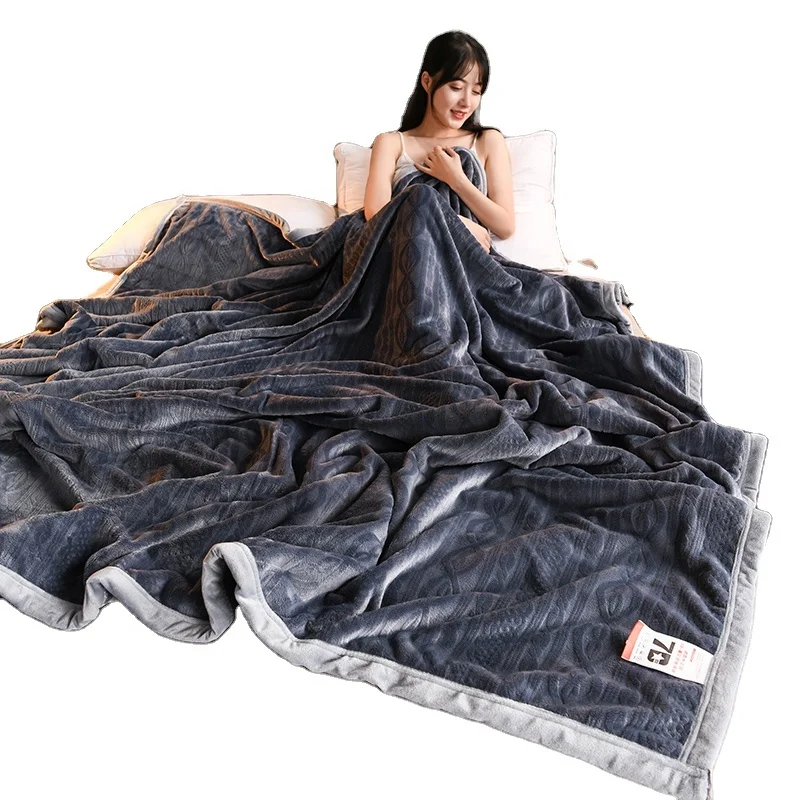 Brand New Coral Fleece Print Flannel Blanket For Bedchamber