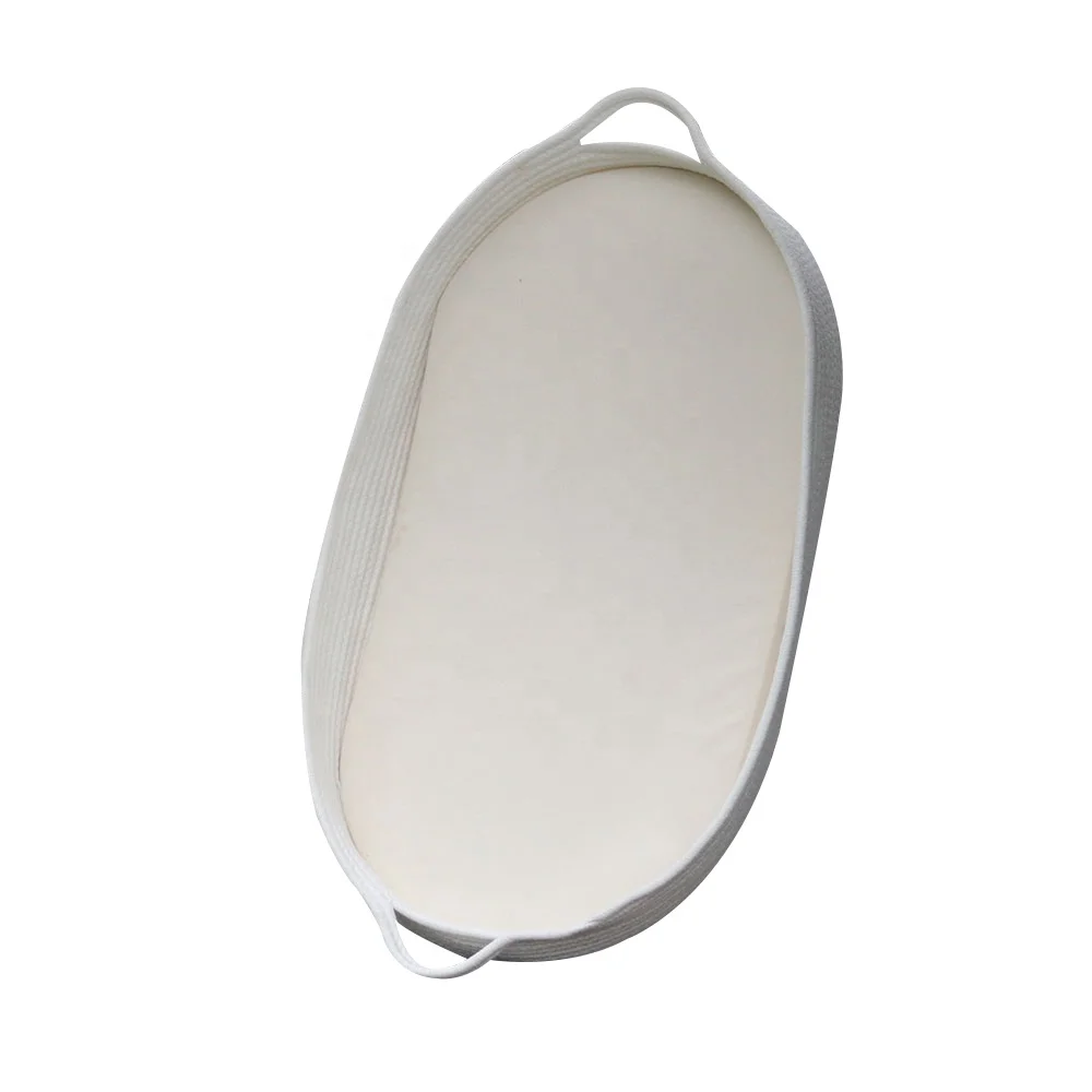 ICEBLUE HD White Cotton Rope Baby Changing Basket Mattress Pad Set