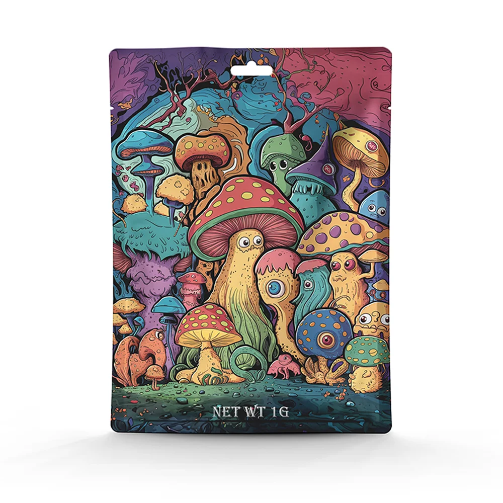custom printed mushroom cookies packaging mylar doypack heat seal candy bags