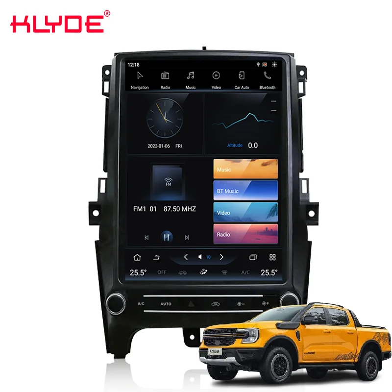 12.1' Telsa Style Vertical Screen Android 11 Car Radio for Ford Ranger F150 F250 Everest T6 2011-2021 Car Multimedia Player