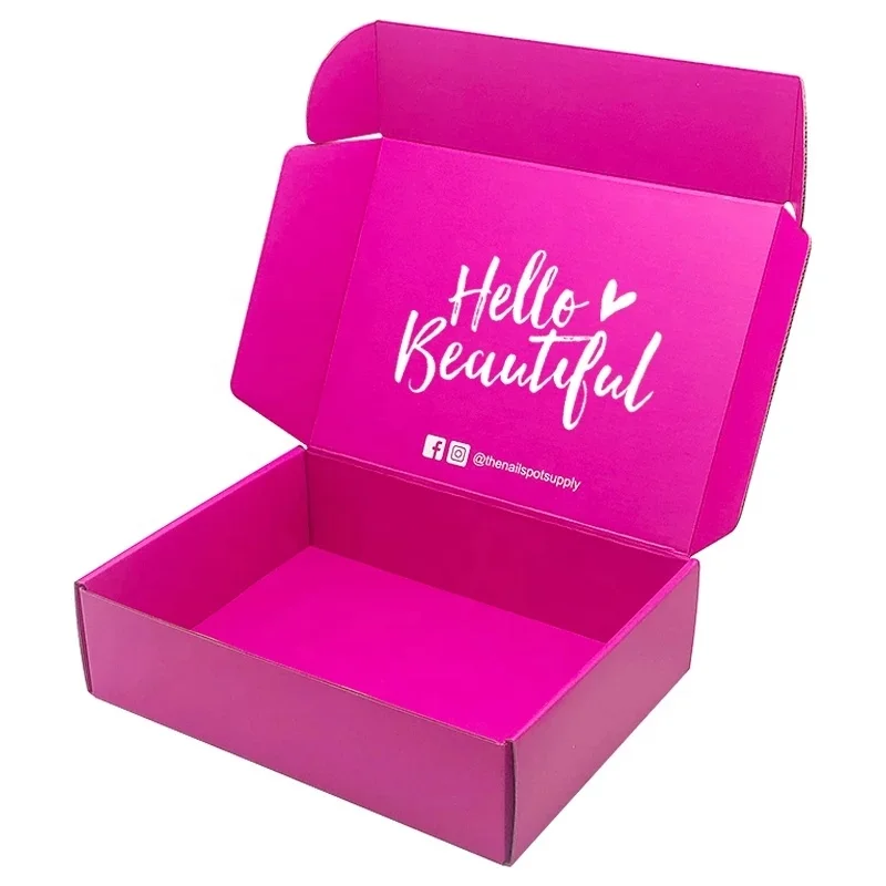 Custom Free Sample Logo Pink Color Cosmetic Corrugated Packaging Mailer Box Shipping Box Paper Box