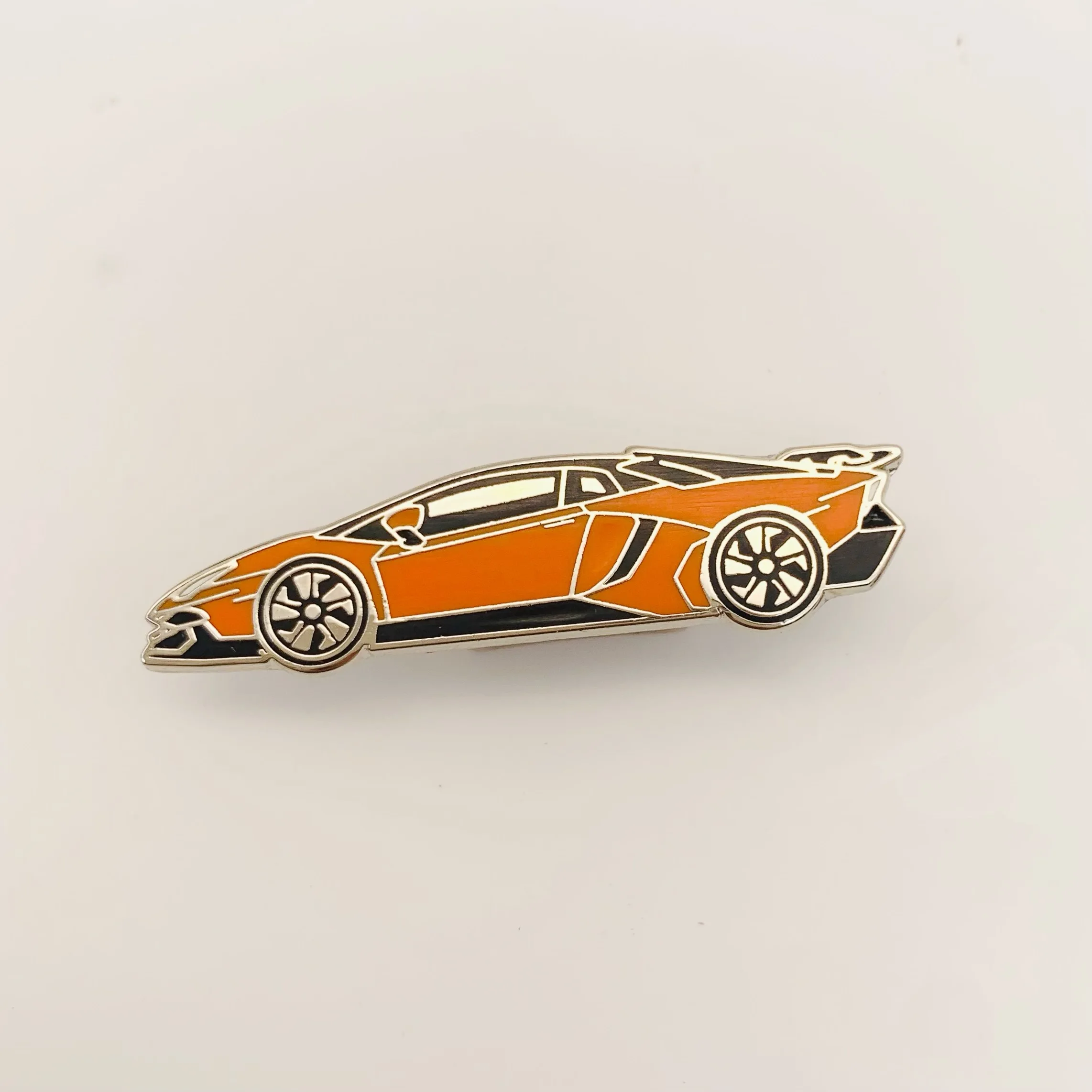 Delicate Orange Car Pins Hard Enamel Anime Pins Customized Cartoon Automobile Car Badge