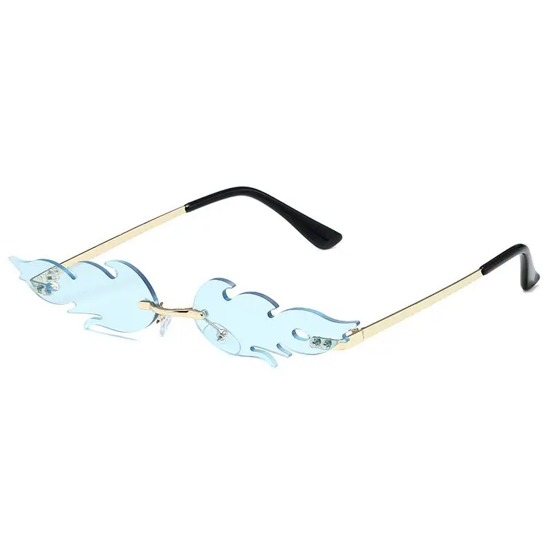 Flame Sunglasses Personality Fashion Trend Sunglasses Metal Rimless Party Glasses