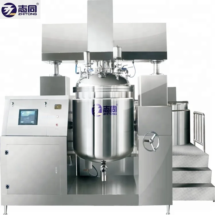 500L Cosmetic cream making machine hydraulic lifting vacuum emulsifier mixer machine ointment homogeneous mixer machine line