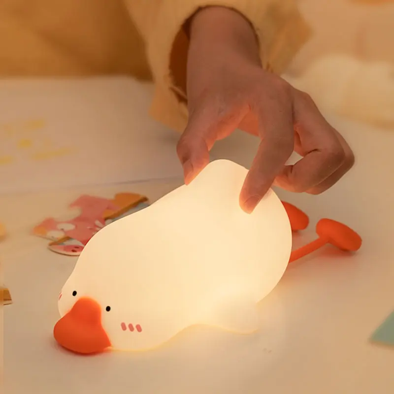 White Goose LED Night Light Cute Silicone for Kids Bedroom Small 60 Decorative Lamp Led Light Bedroom Bedside Lamp Fanoos Light