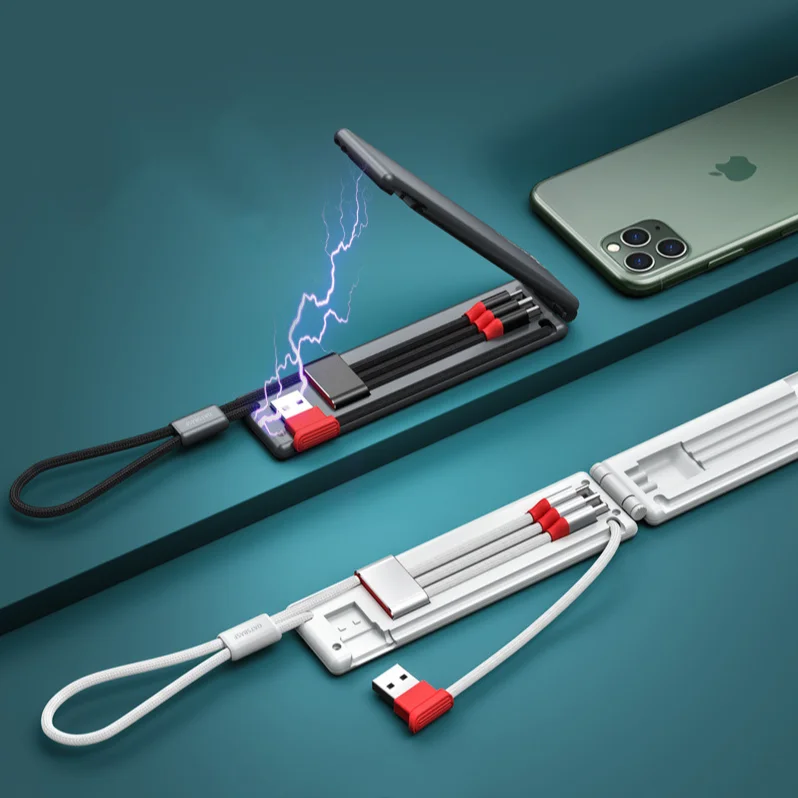 2021 микро usb-кабель портативный многофункциональный 3 в 1 зарядное устройство три в одном кабель для передачи данных Регулируемый usb-кабель для телефона