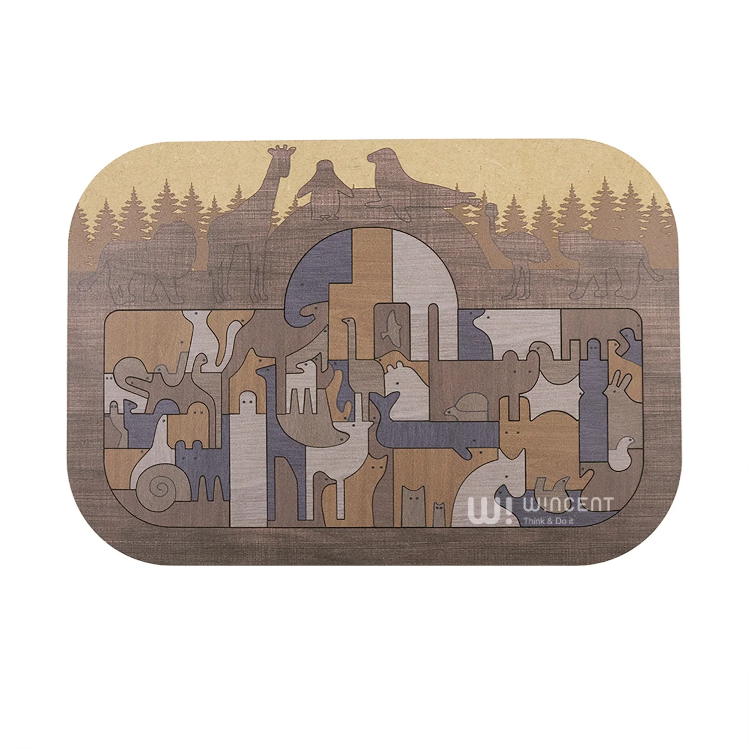 Irregular Shape Puzzle Animal Jigsaw Puzzles Mini Brain Teasers Wooden Challengable Mini Wood for Adults Envelope Wooden Toys