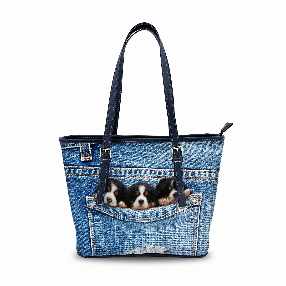 New Jeans Pattern All Over Print Tote Bags High Quality Wholesale Handbag Women Shoulder Bags Luxury Leather Handbags