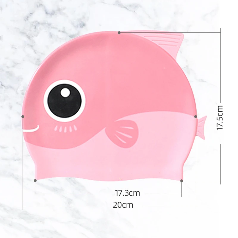 JSJM Wholesale Baby Swim Cap Comfortable Waterproof Cartoon Swim Cap Silicone Swimming Cap for Kids Child 8 Colors Jhcp500