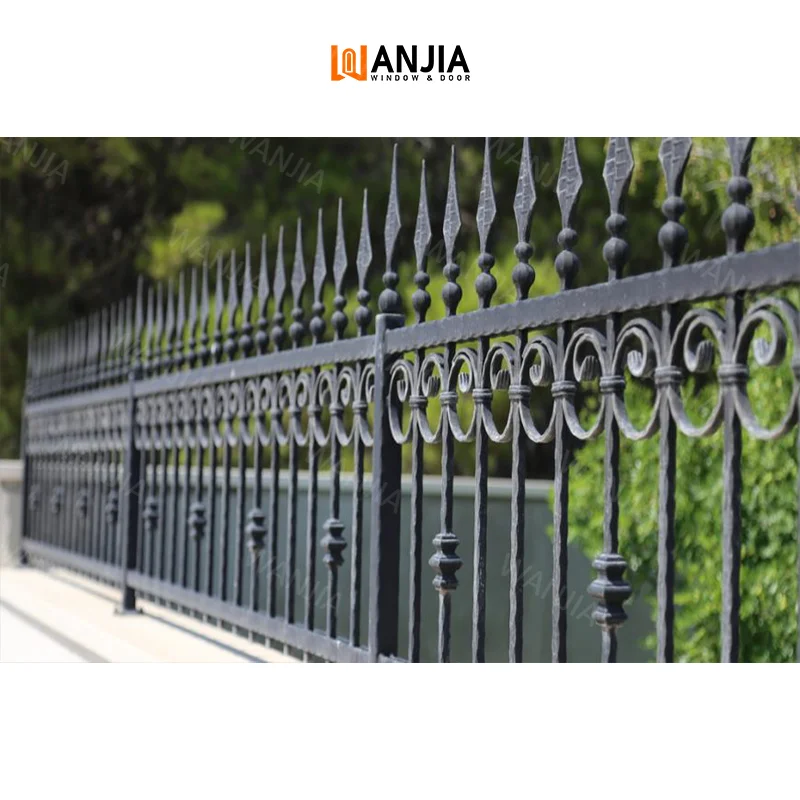 Standard certified customised outdoor wrought iron fence security iron railing metal garden fence grill security fence
