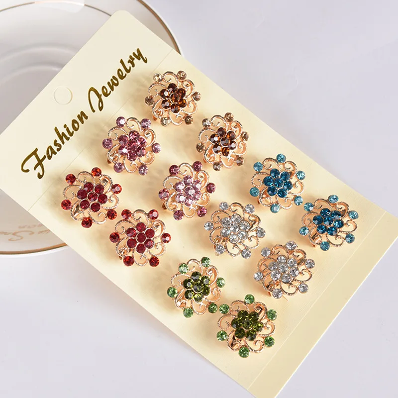 3*3cm Brooches Women Jewelry Sets Crystal Rhinestone Safety Pin Brooch Bridal Hair Accessories Fashion Jewelry Brooches