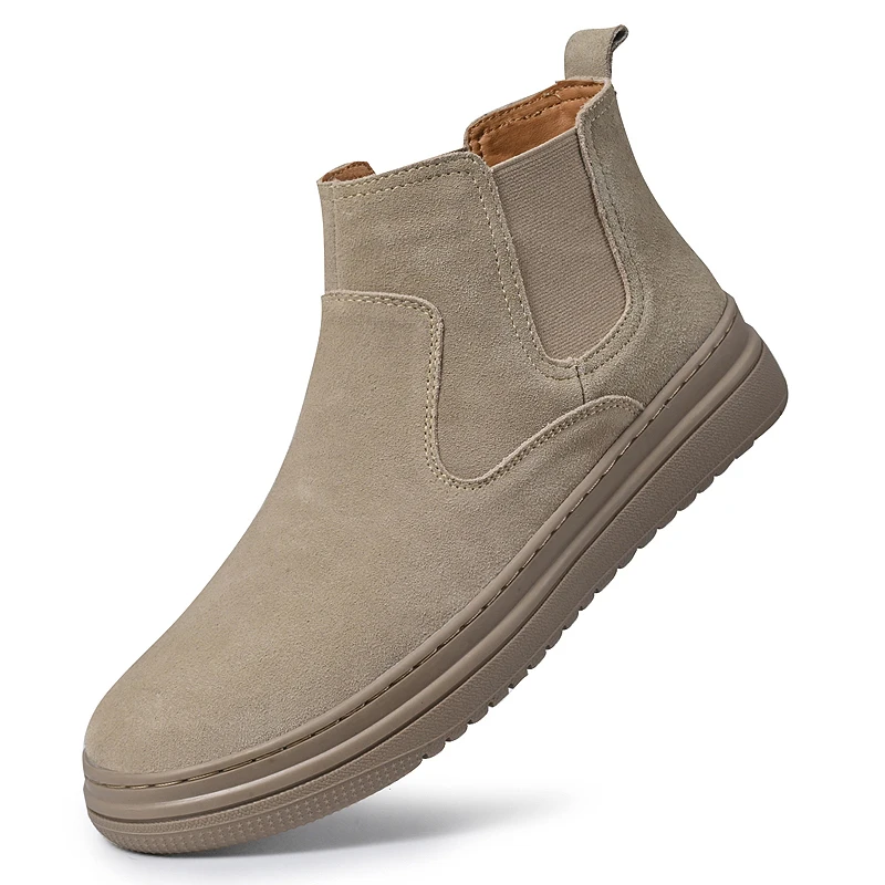 Factory Supply Custom LOGO Middle Top Waterproof Pure Genuine Leather Chelsea Boots For Men