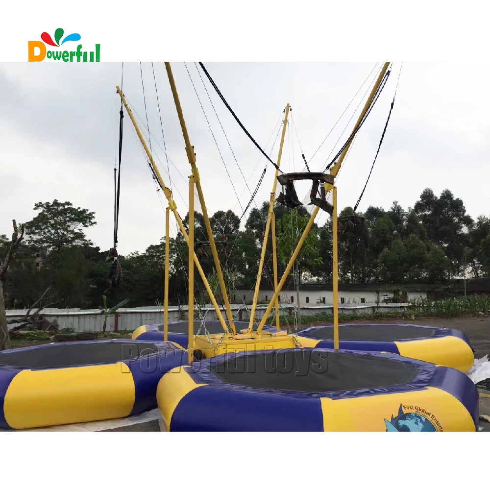 Inflatable bungee jumping trampoline amusement park equipment for sale