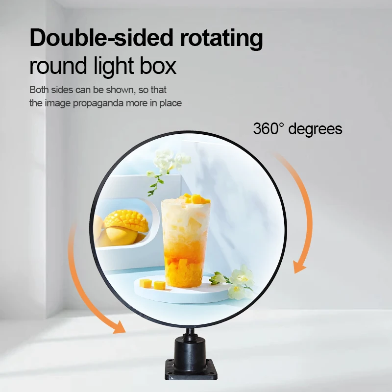 360 Degree Rotating LED Backlight Rotating Light Box Custom PVC Outdoor Advertising Sign with Aluminum Frame