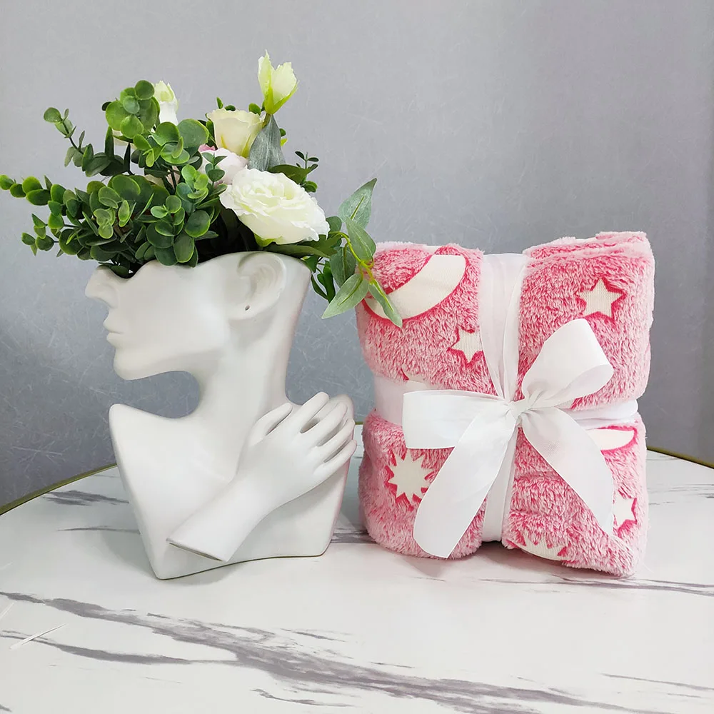 Grey Moon Star Personalized Gifts for Girls Boys Glow in The Dark Blanket