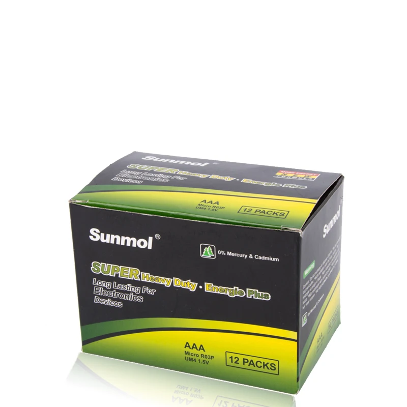  CE Sunmol бренд 1 5 V батареи UM4 цинковые Углеродные AAA неперезаряжаемые с OEM