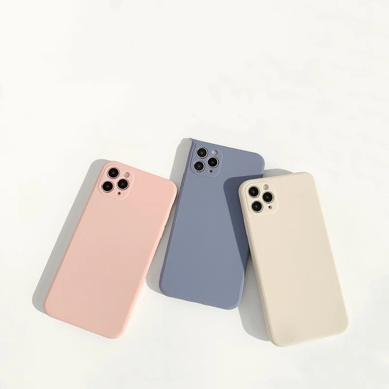 
 Оптовая продажа, однотонный чехол для iphone 12 Pro Max 7 8 Plus, мягкий ударопрочный чехол из ТПУ  