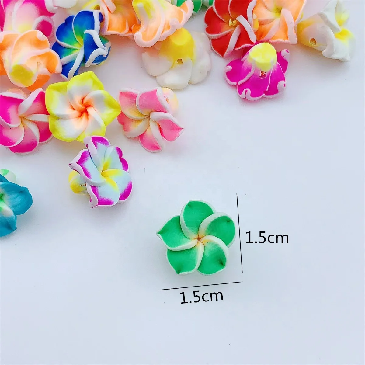 15MM Flower Polymer Clay With Hole for Jewelry Making Necklace Earring DIY Decoration Nail Art Phone Case