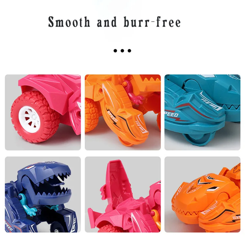 New style 8pcs inertial dinosaur deformation car toy simulation model collision sliding pull back friction vehicle toys for kids
