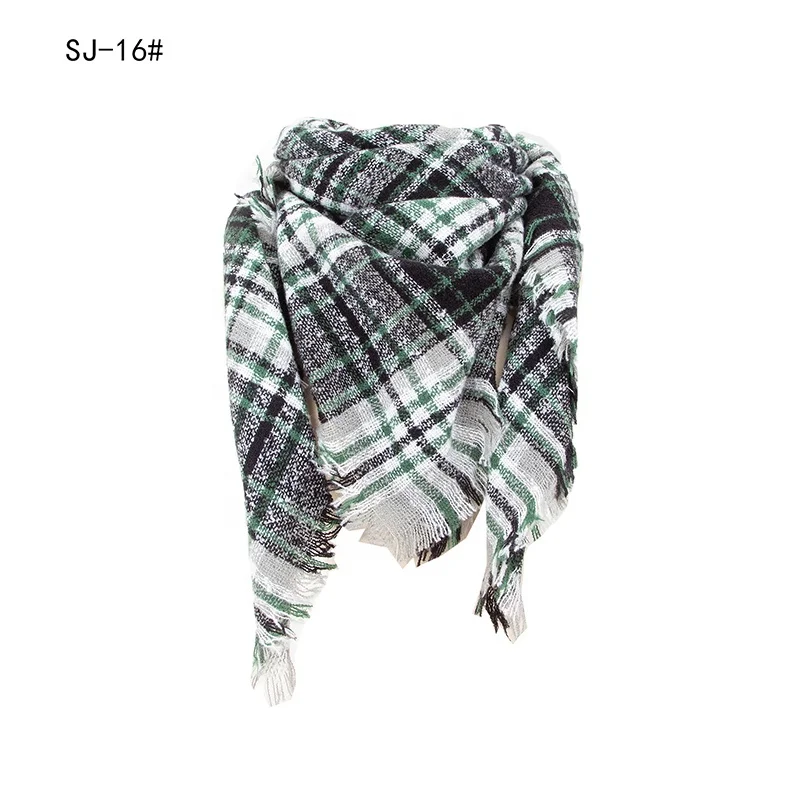 Womens Warm Long Shawl Wraps Large Scarves Knit Cashmere Feel Plaid Triangle Scarf Adult Classic Winter Latest Scarf Designs